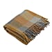 Checkered Pattern Wool Throw Blanket with Fringes -  Mustard & Light Grey