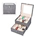2 Layer Velvet Watch Box with Transparent Window and Lock - Black