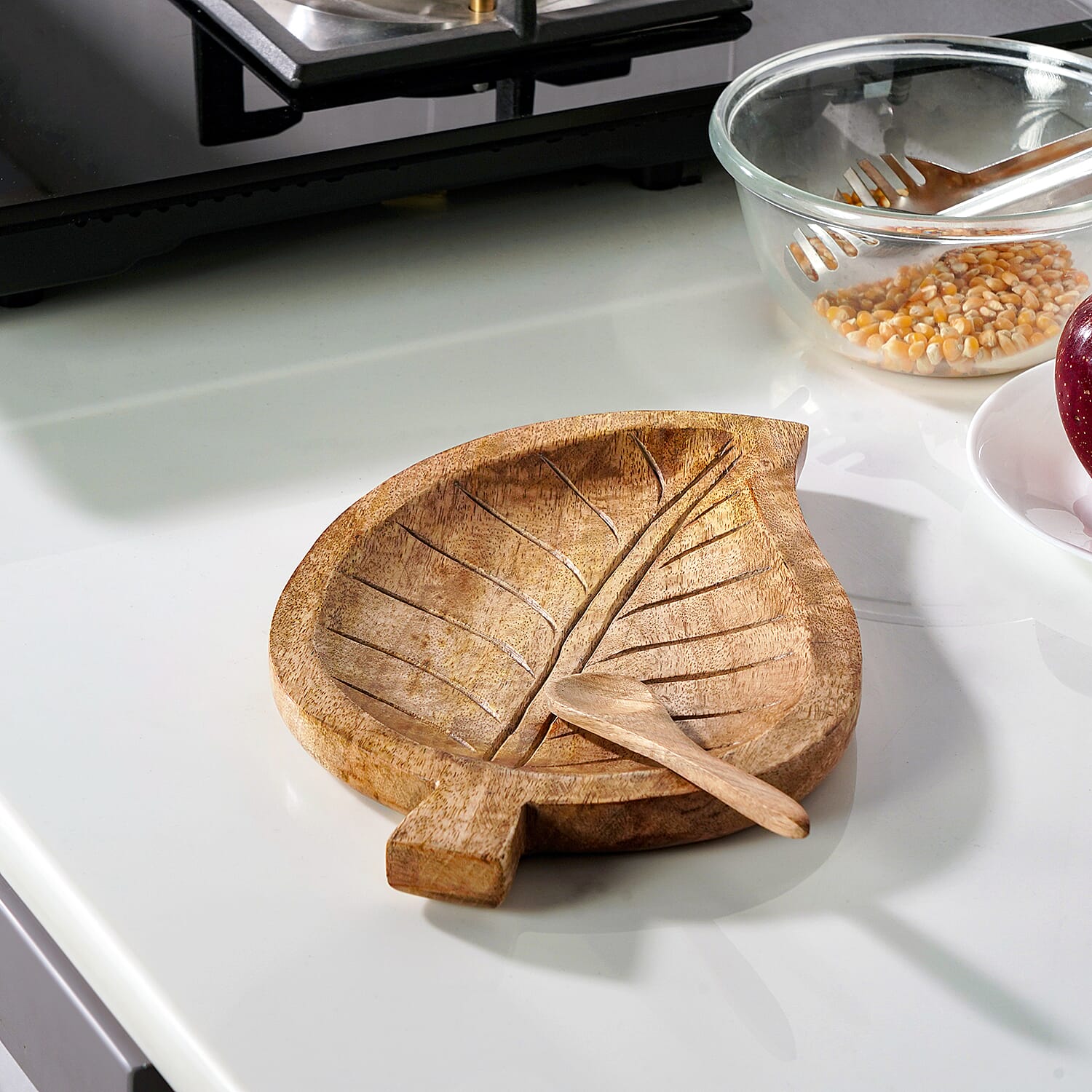 Handmade Wooden Leaf Shaped Platter