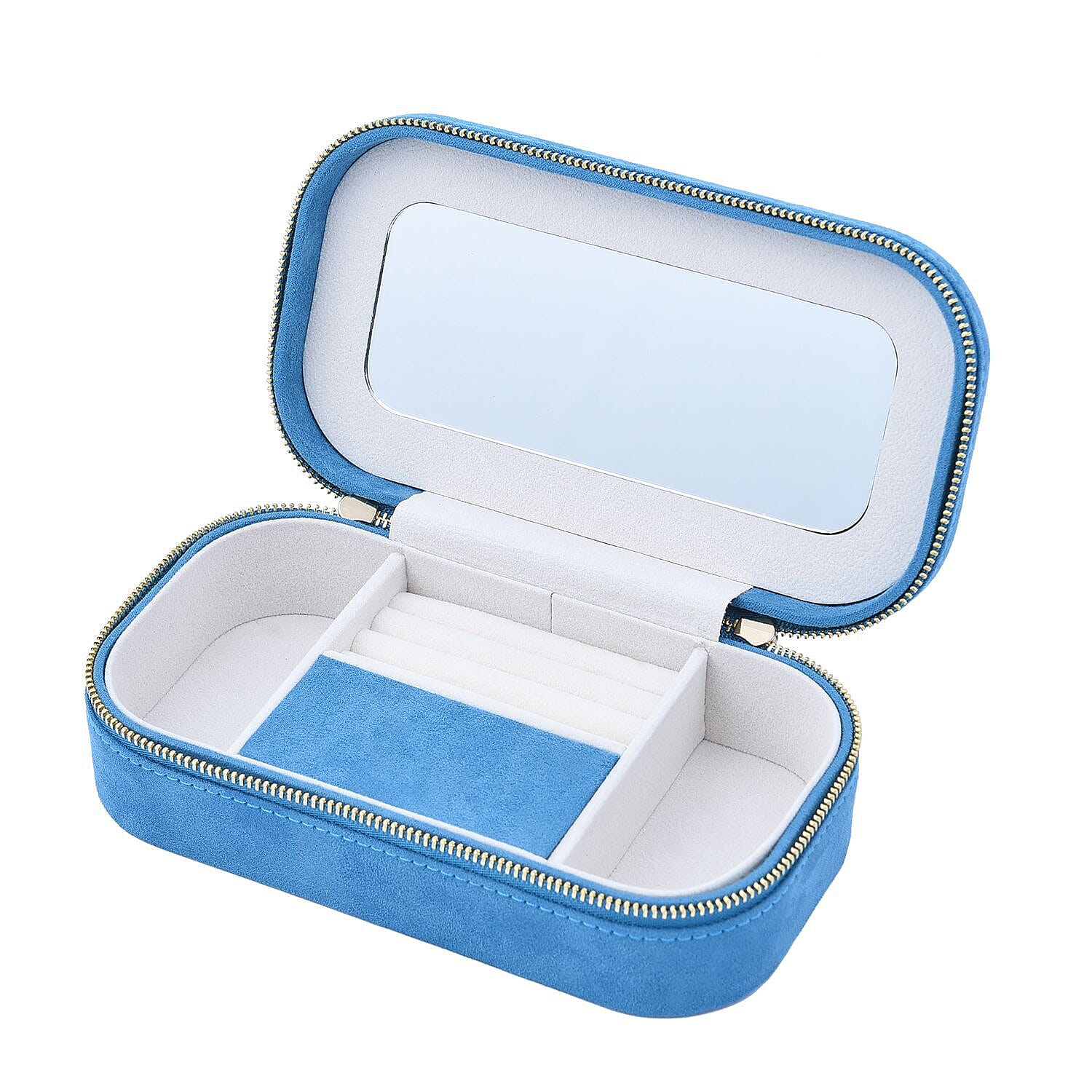 Rectangle Embroidered Jewellery Box with Zip (Size 18x10x5 ) - Teal