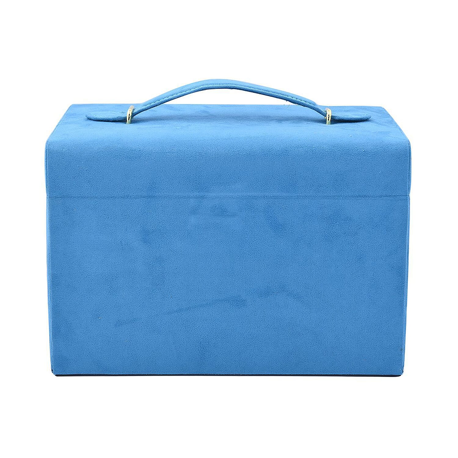 Multifunctional 4 layer Embroidered Pattern Jewellery Organizer with Handle (Size 26x19x18 cm) - Teal