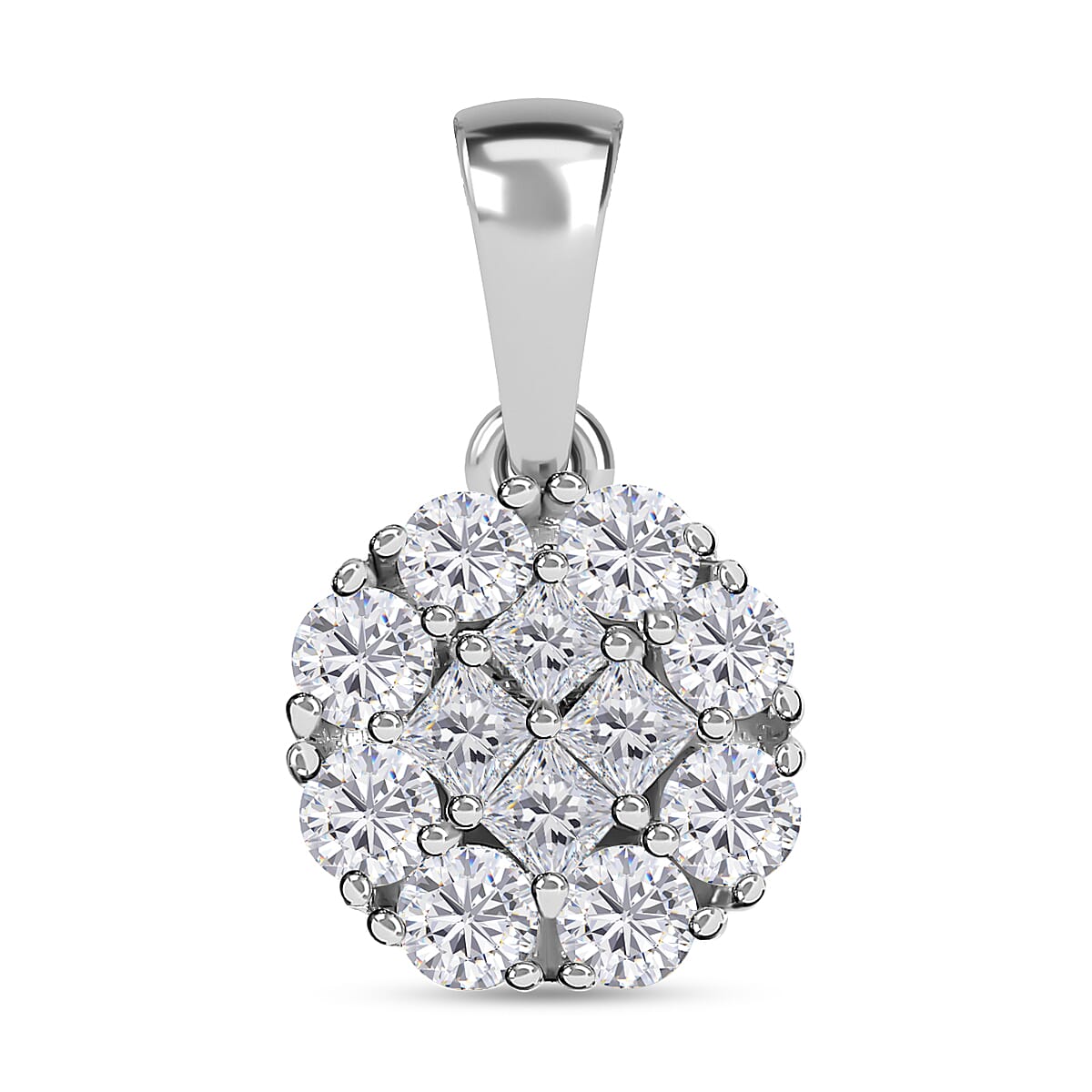 9K White Gold Diamond Pendant 0.50 Ct.