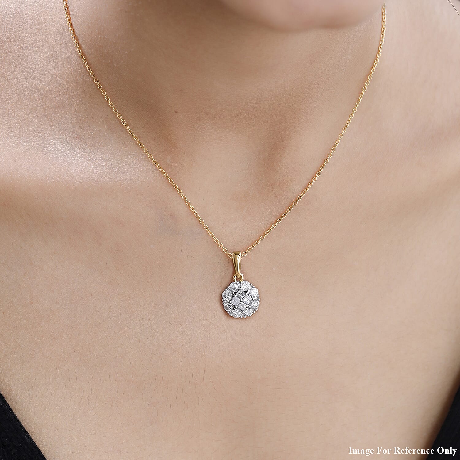 9K Yellow Gold Diamond Pendant 0.50 Ct.