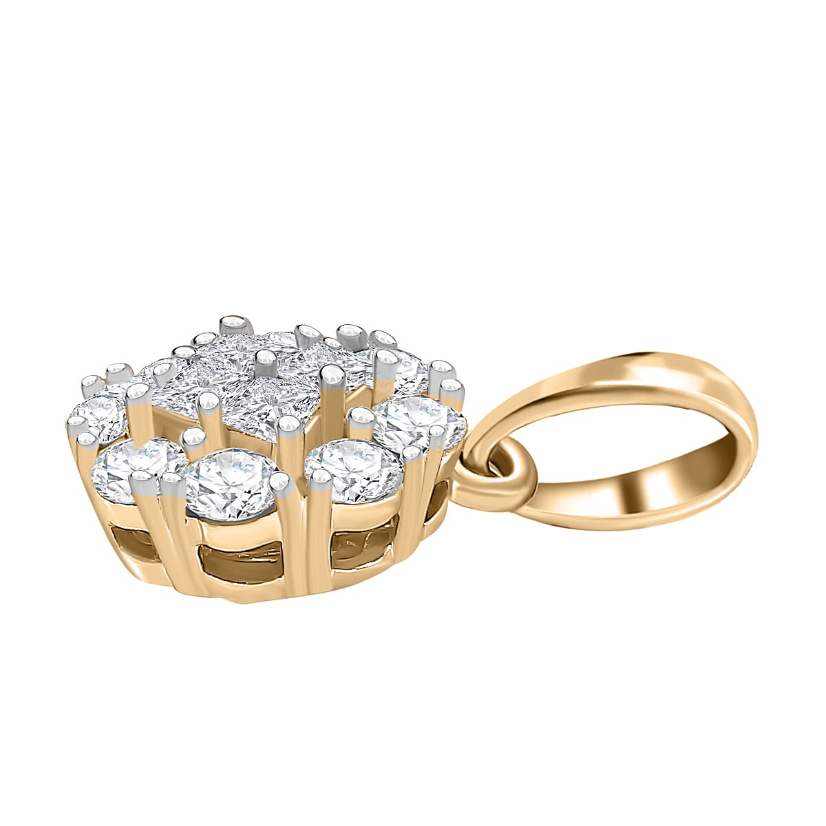 9K Yellow Gold Diamond Pendant 0.50 Ct.