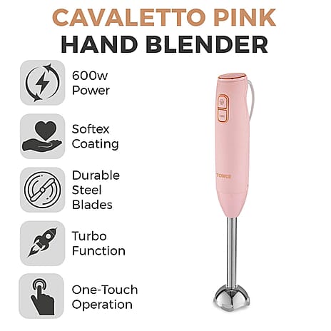 Cavaletto 600W Hand Blender (Size 23x14x7 cm) - Pink and Rose Gold