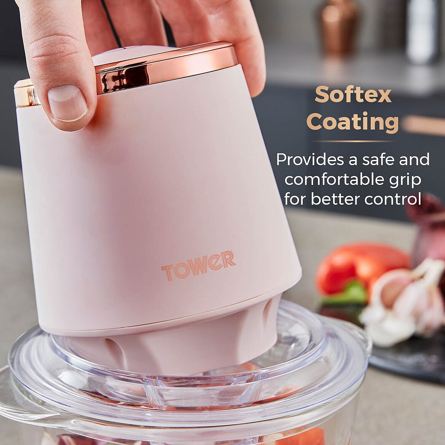 Cavaletto 1L Glass Chopper 350W - Pink & Rose Gold