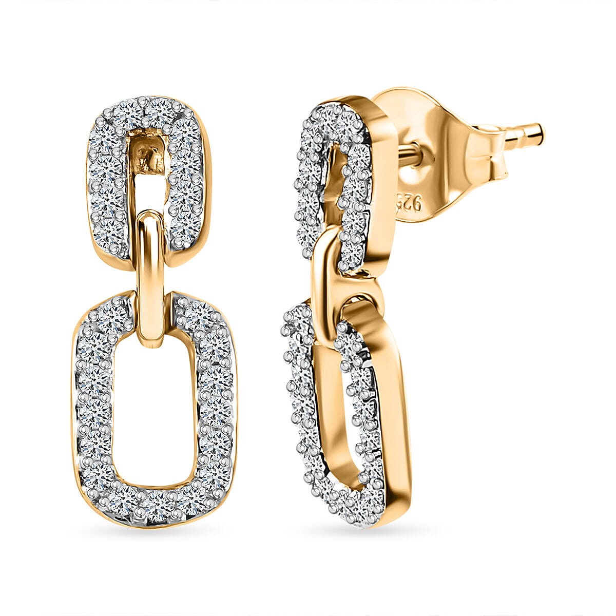 9K Yellow Gold Diamond (G-H) Stud Earrings (with Push Back) 0.20 Ct.