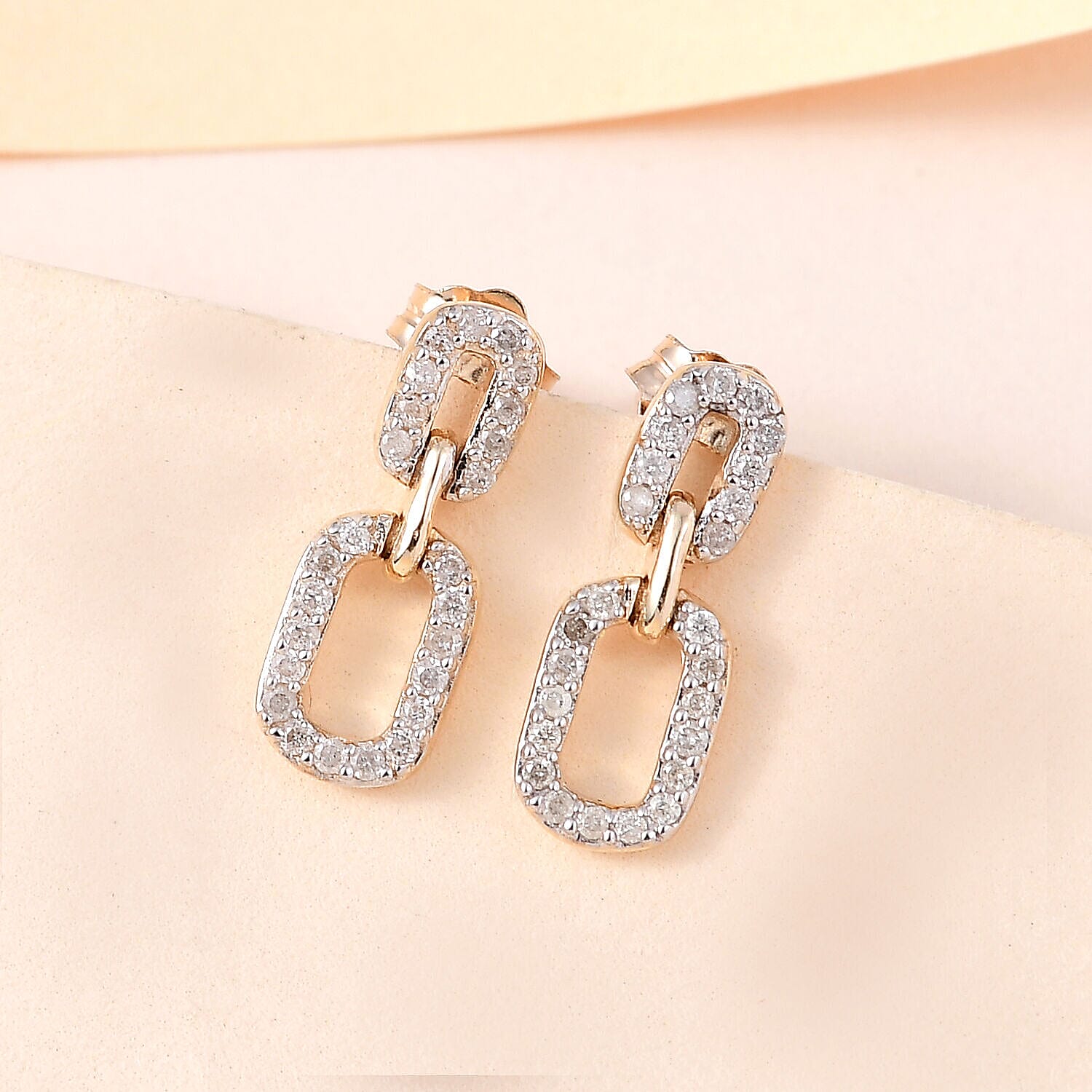 9K Yellow Gold Diamond (G-H) Stud Earrings (with Push Back) 0.20 Ct.