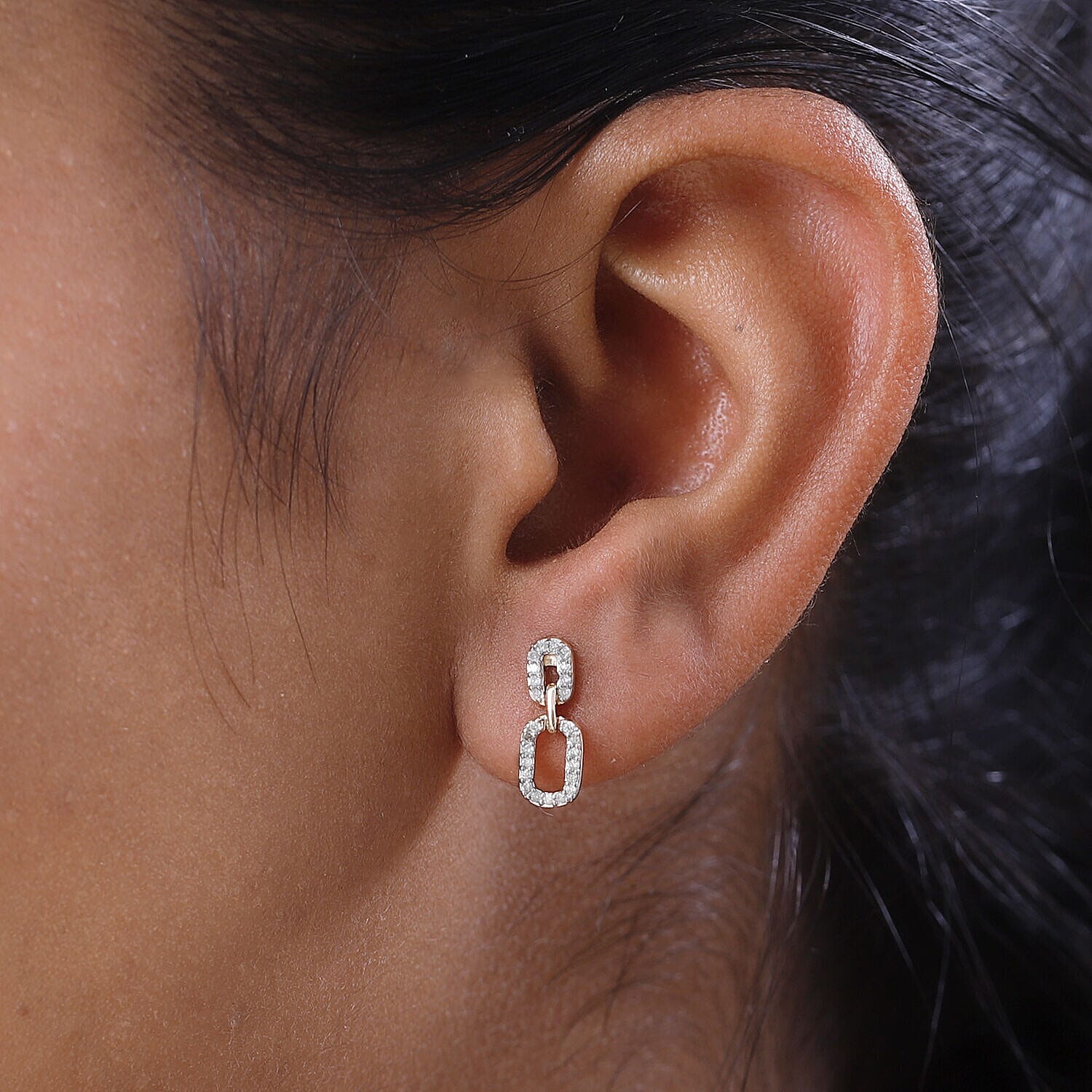 9K Yellow Gold Diamond (G-H) Stud Earrings (with Push Back) 0.20 Ct.