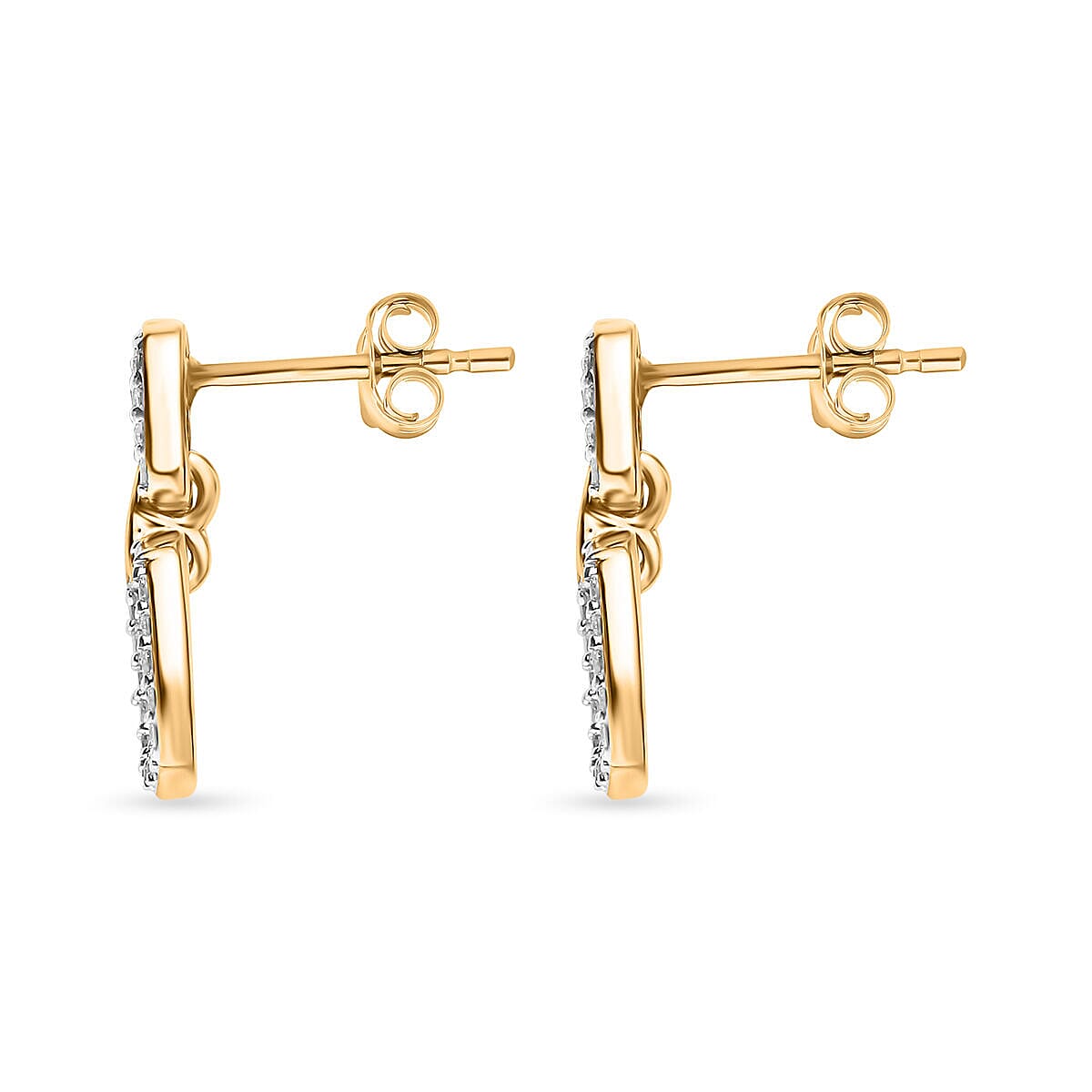 9K Yellow Gold Diamond (G-H) Stud Earrings (with Push Back) 0.20 Ct.