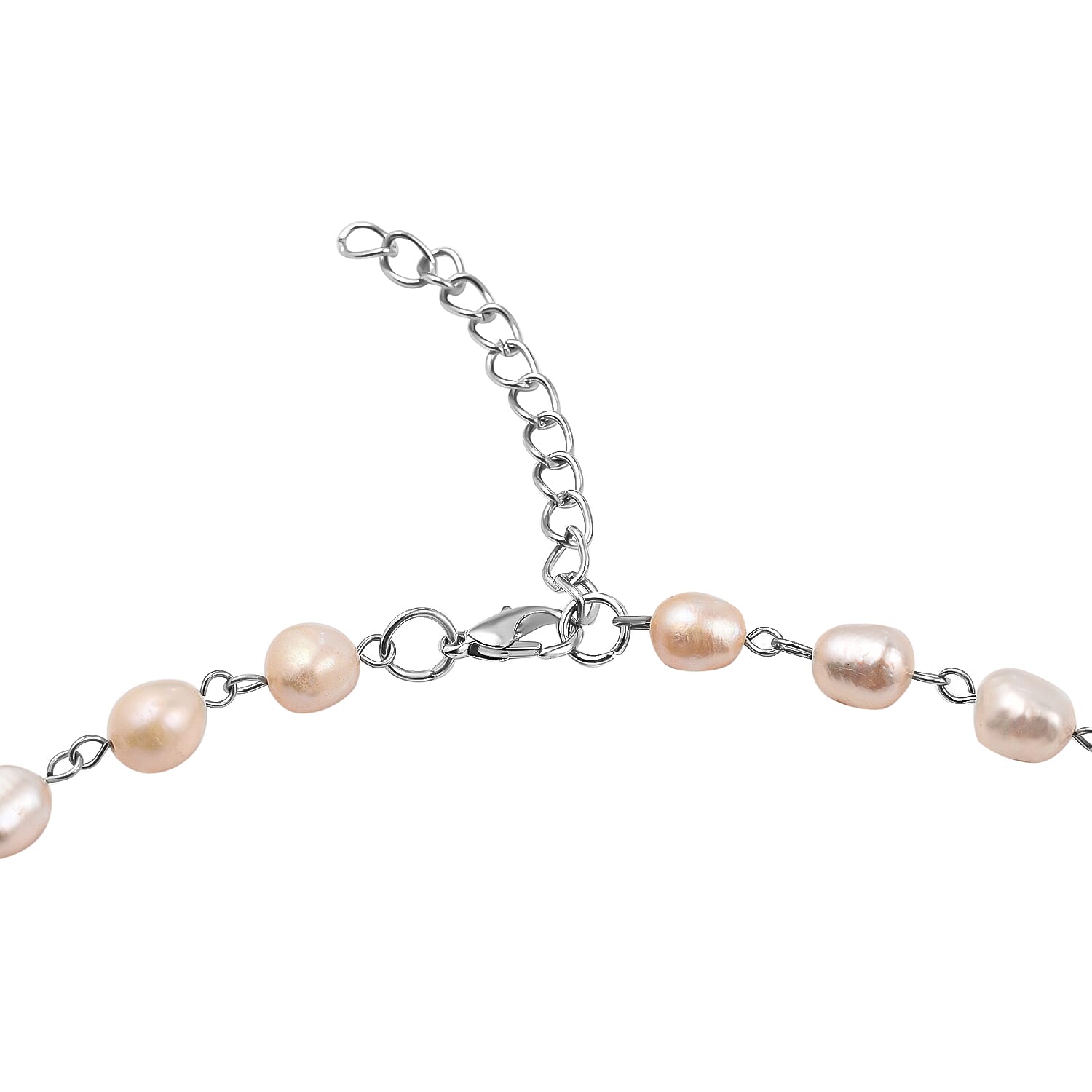 White Fresh Water Pearl Necklace (Size - 18 with 2 Inch Extender) in Silver Tone