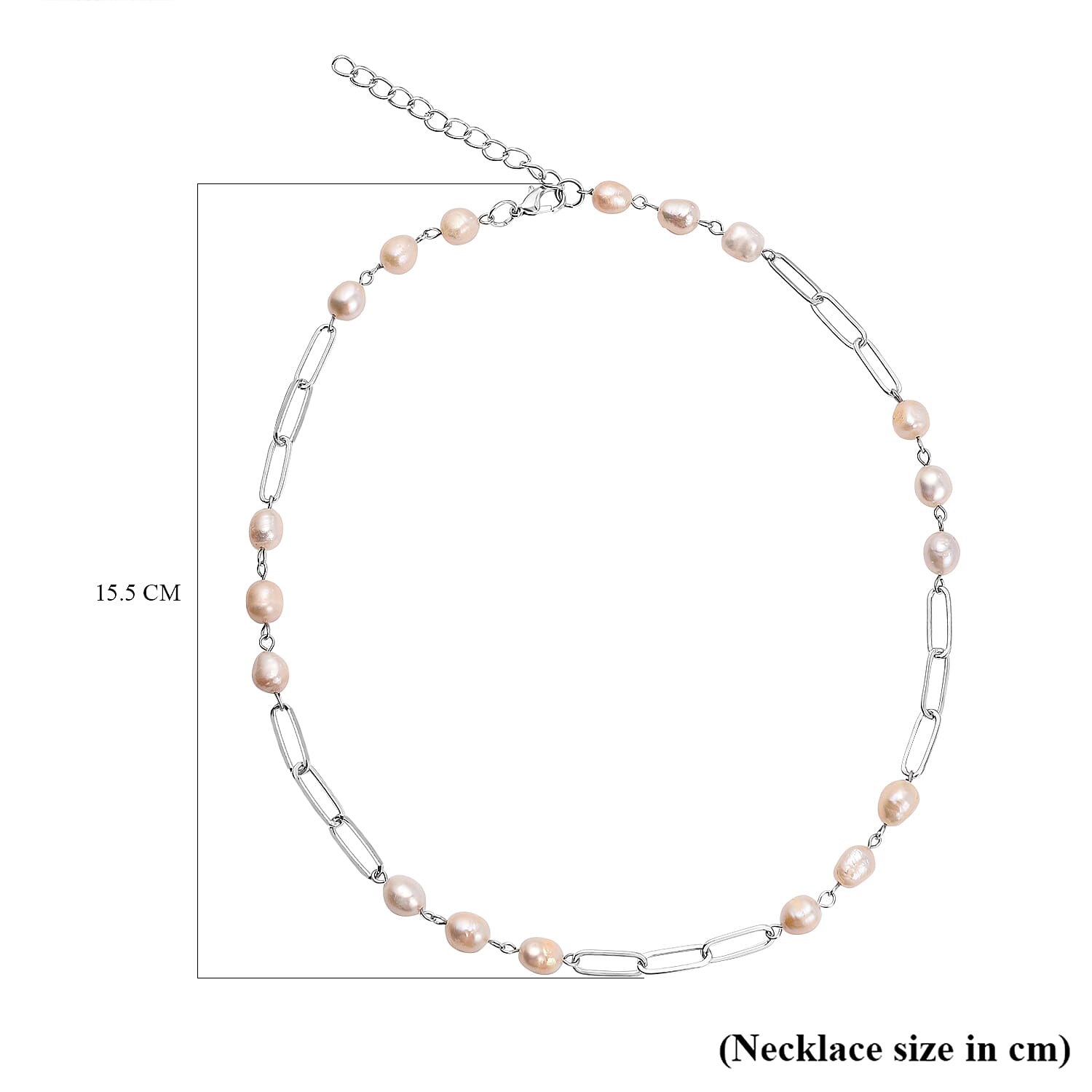 White Fresh Water Pearl Necklace (Size - 18 with 2 Inch Extender) in Silver Tone