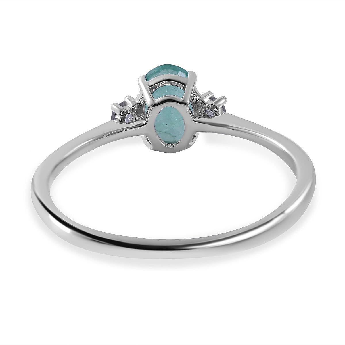 9K White Gold Emerald and Diamond (I3 -G-H) Ring 0.81 Ct