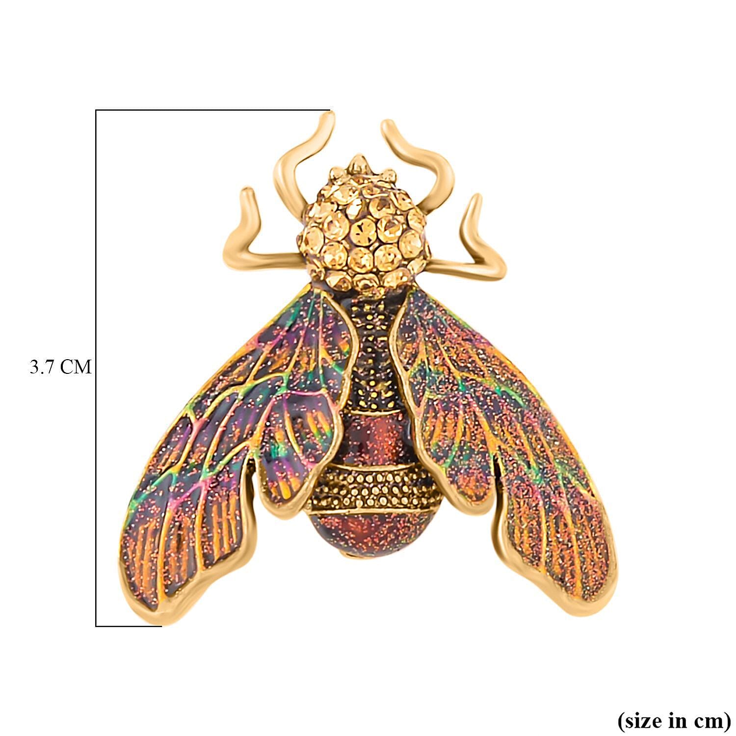 Austrian Crystal Multi Colour Enamelled Fly With Leaf Brooch in Antique Gold Tone Austrian Crystal Multi Colour Enamelled Fly With Leaf Brooch in Antique Gold Tone