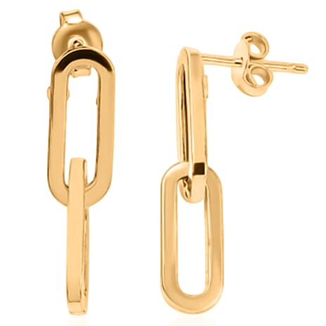 9K Yellow Gold Paperclip Dangle Earrings (with Push Back)