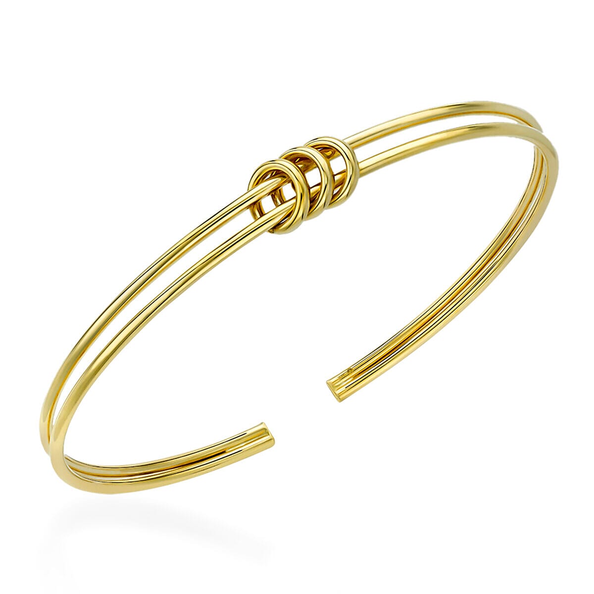9K Yellow Gold Triple Ring Open Bangle (Size - 7.0), Gold Wt 3.70 Gms.