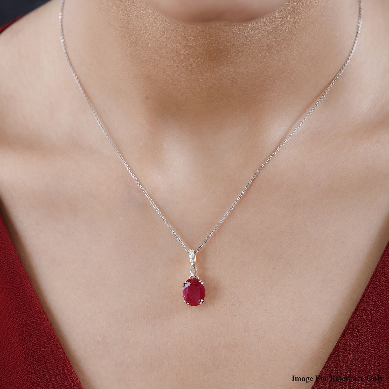 9K Yellow Gold African Ruby (FF) & Moissanite Pendant 4.02 Ct.