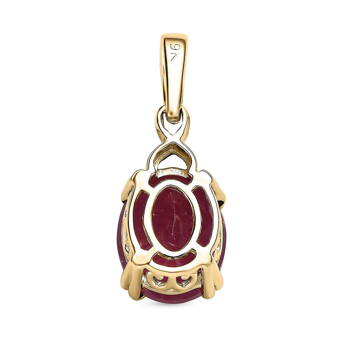 9K Yellow Gold African Ruby (FF) & Moissanite Pendant 4.02 Ct.