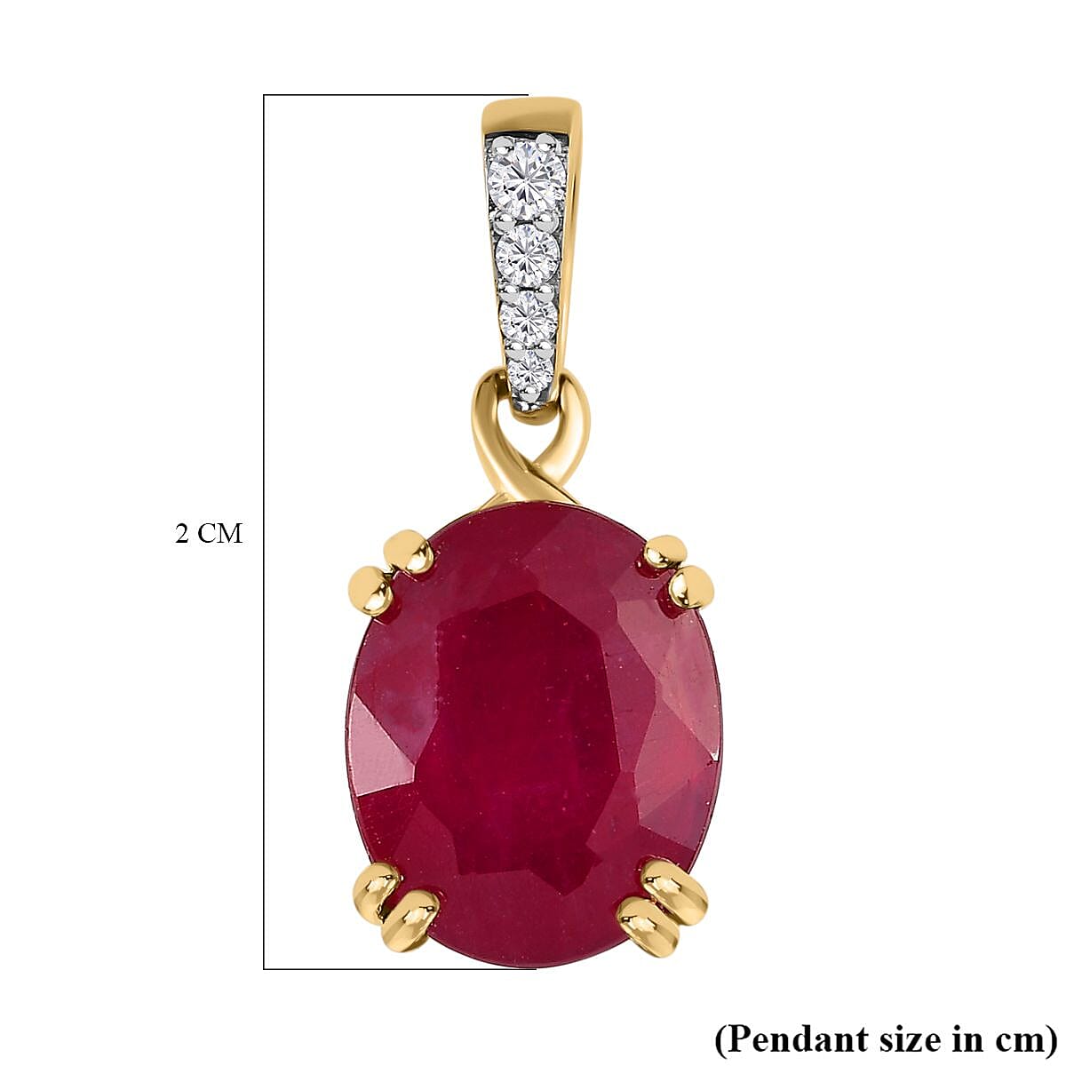 9K Yellow Gold African Ruby (FF) & Moissanite Pendant 4.02 Ct.