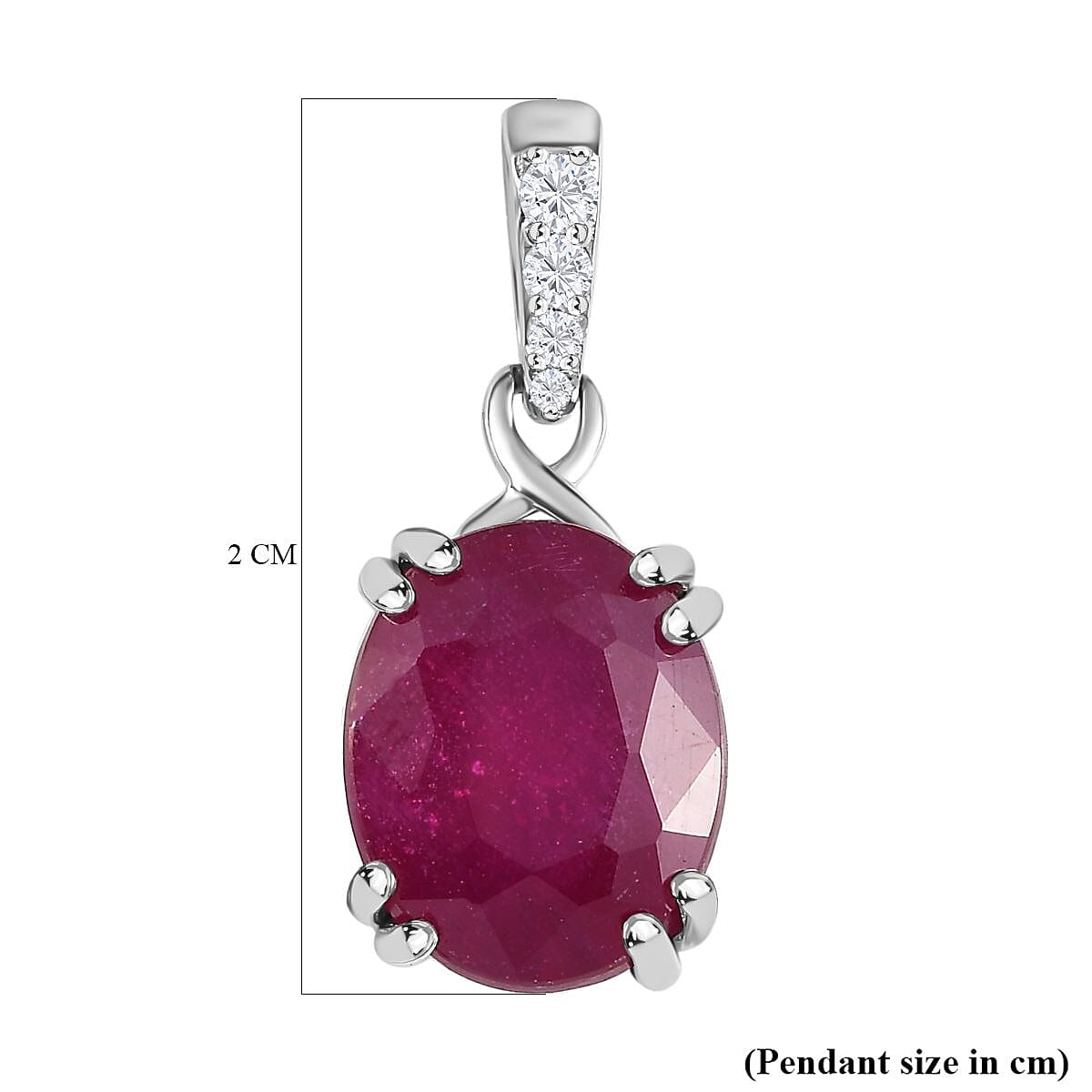 9K White Gold African Ruby (FF) & Moissanite Pendant 4.03 Ct.