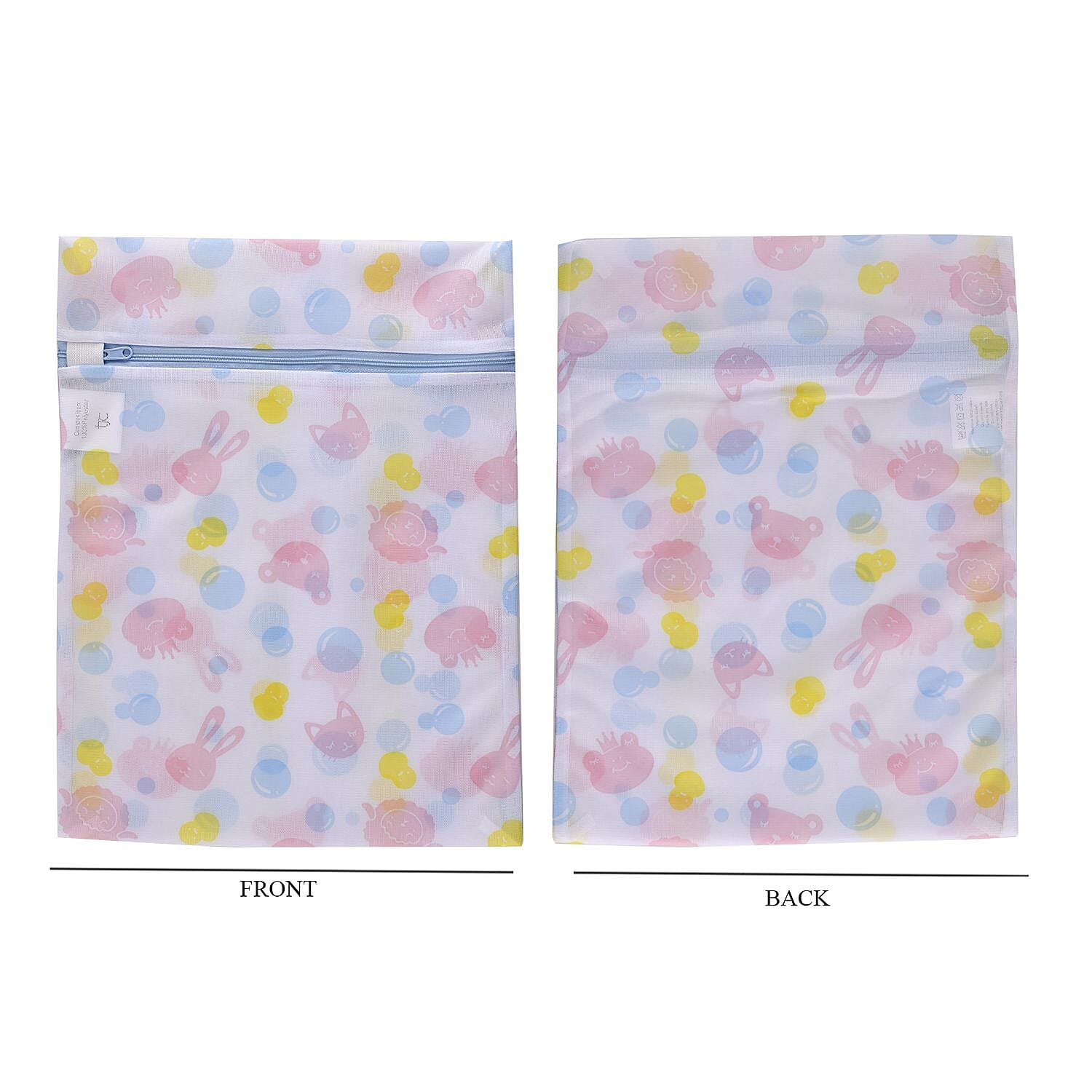 Set of 5 - Dot Pattern Laundry Bags with Zip Closure - Pink & Blue