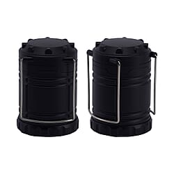 Set of 2 - 30 LED Rechargeable Lanterns (Battery 3xAA, Not Inc.) - Black