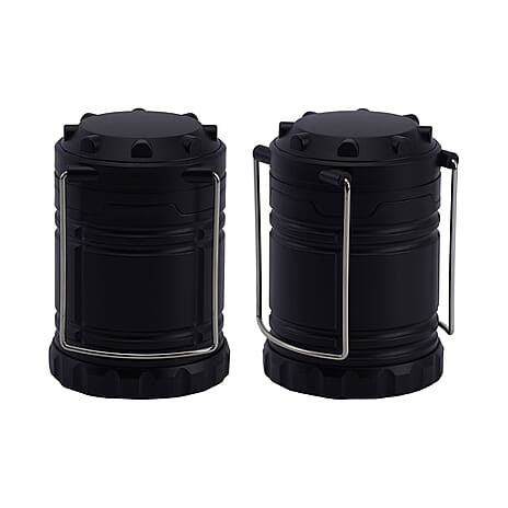 Set of 2 - 30 LED Lanterns (Battery 3xAA, Not Inc.) - Black