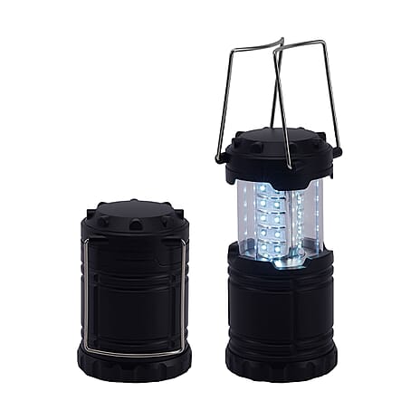 Set of 2 - 30 LED Lanterns (Battery 3xAA, Not Inc.) - Black