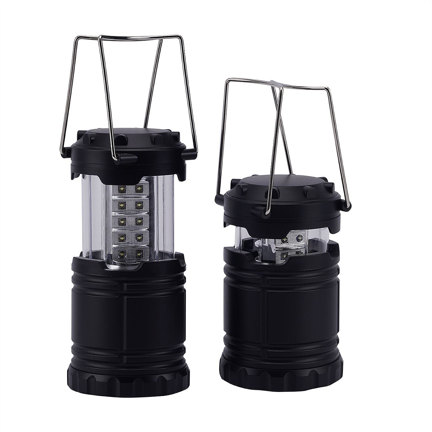 Set of 2 - 30 LED Lanterns (Battery 3xAA, Not Inc.) - Black
