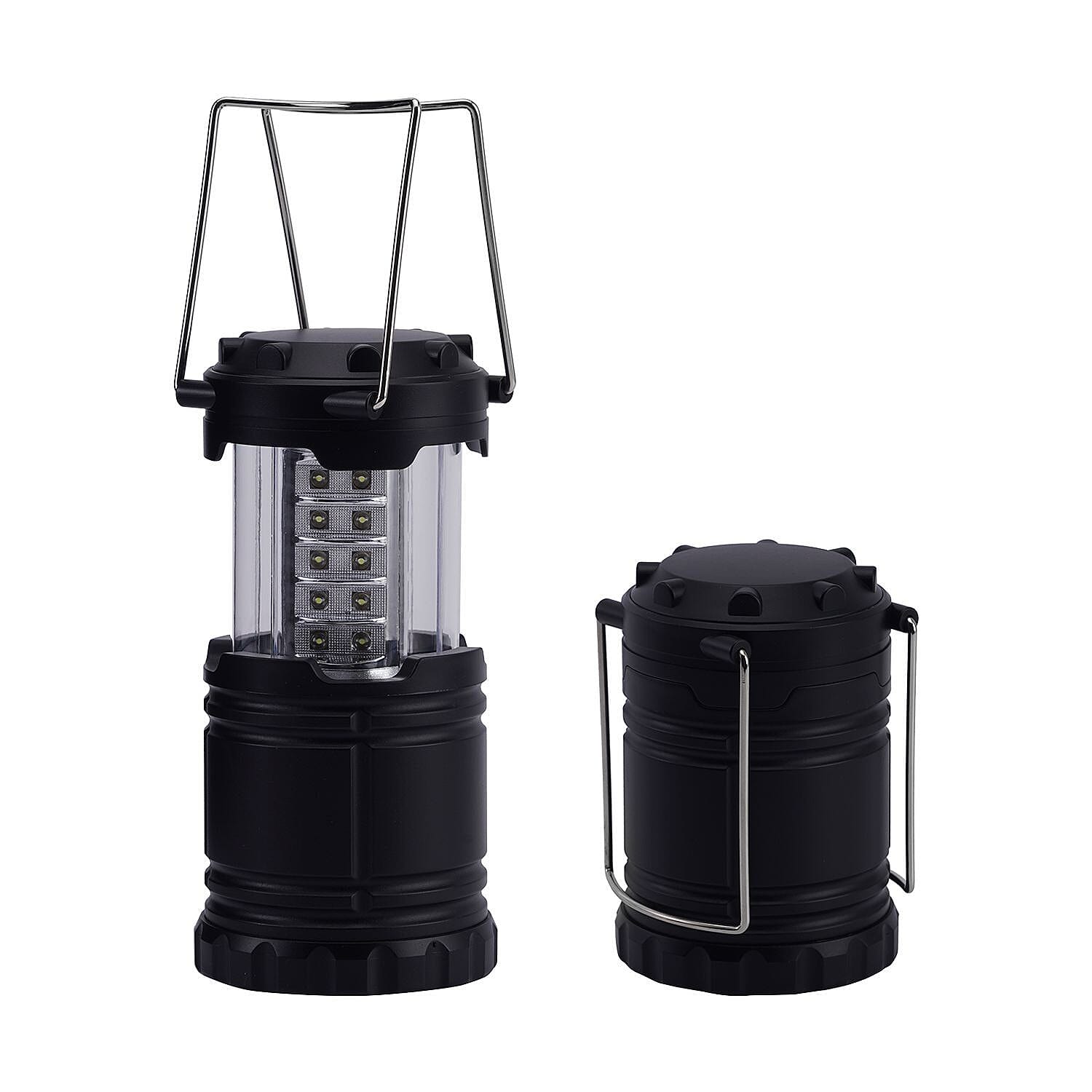 Set of 2 - 30 LED Lanterns (Battery 3xAA, Not Inc.) - Black