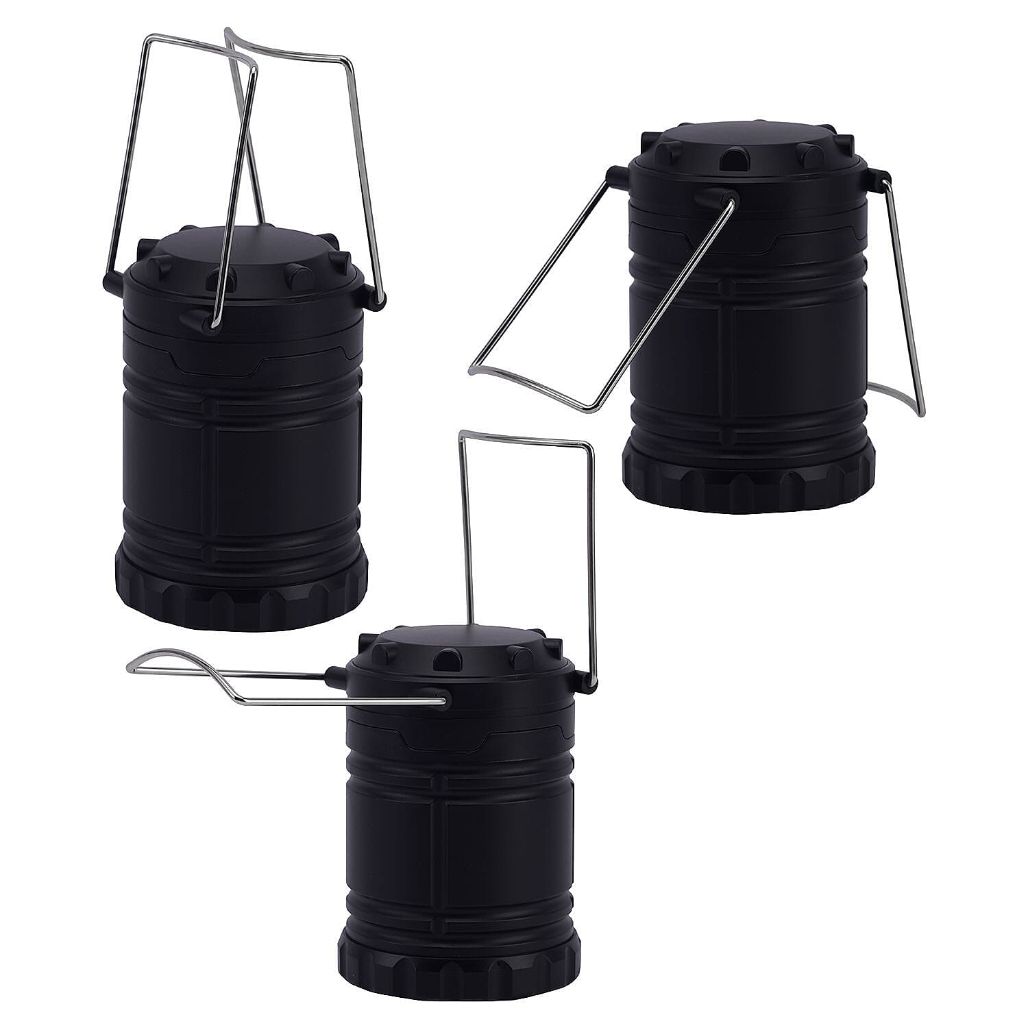 Set of 2 - 30 LED Lanterns (Battery 3xAA, Not Inc.) - Black