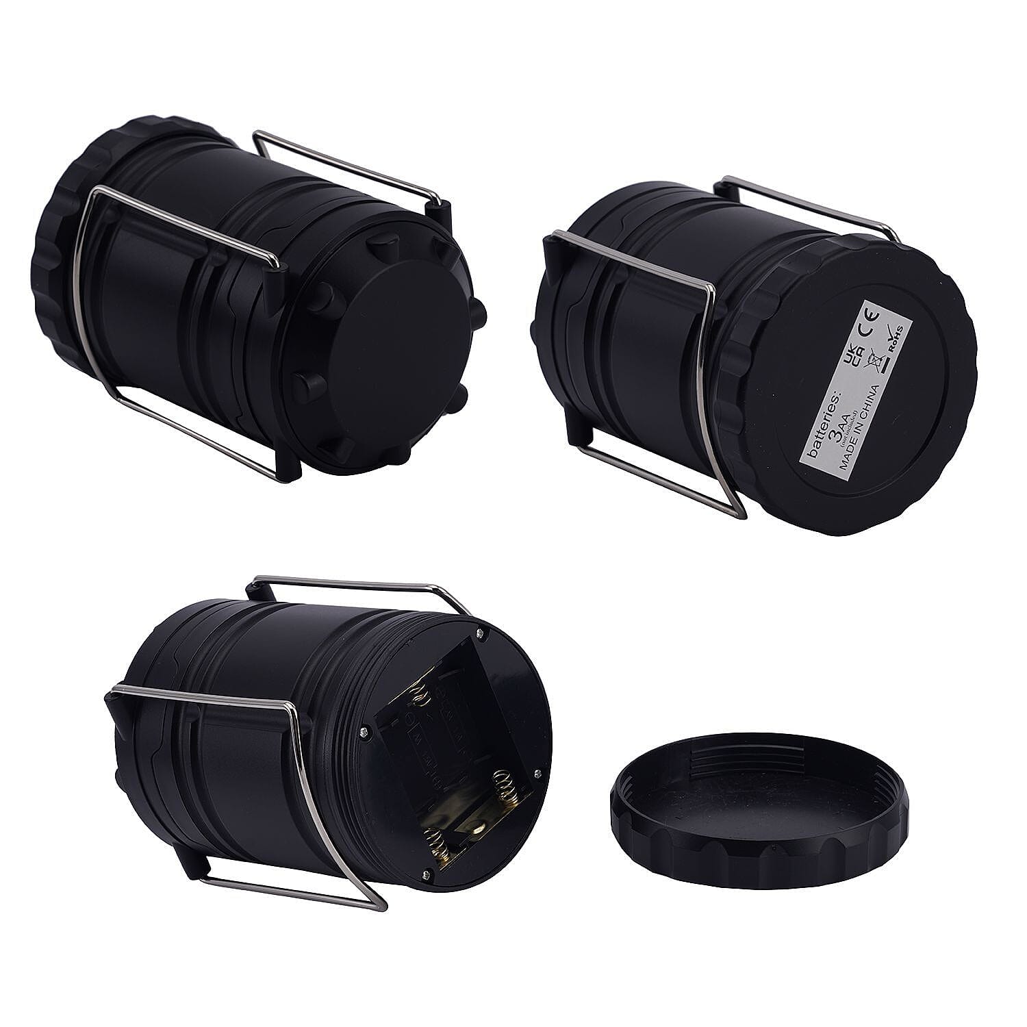 Set of 2 - 30 LED Lanterns (Battery 3xAA, Not Inc.) - Black