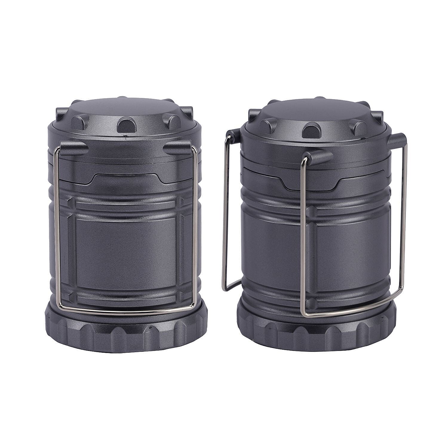 Set of 2 - 30 LED Lanterns (Battery 3xAA, Not Inc.) - Silver