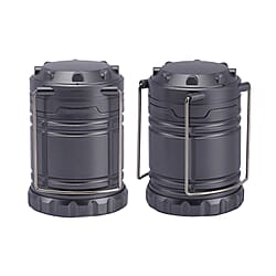 Set of 2 - 30 LED Rechargeable Lanterns (Battery 3xAA, Not Inc.) - Black