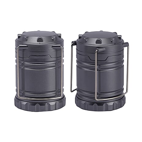 Set of 2 - 30 LED Lanterns (Battery 3xAA, Not Inc.) - Silver