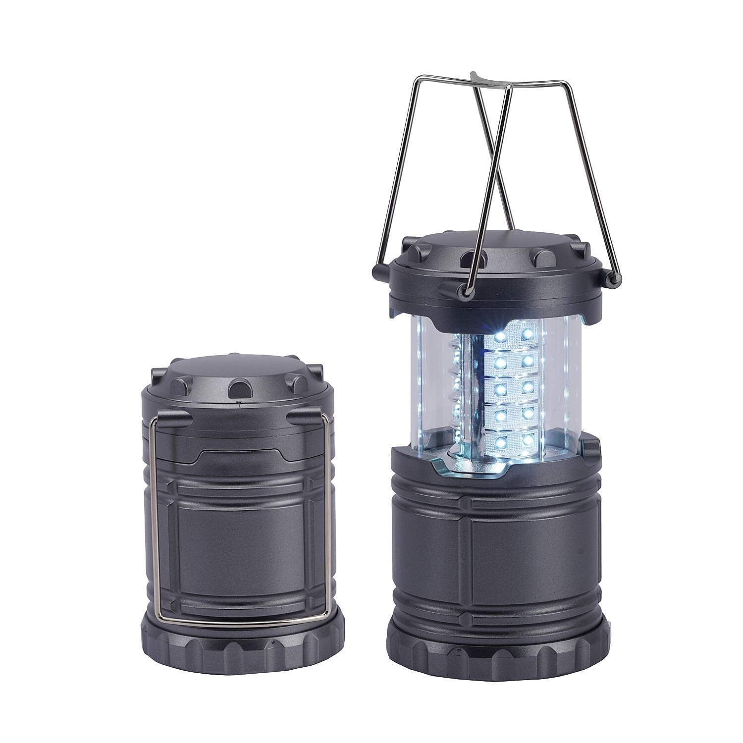 Set of 2 - 30 LED Lanterns (Battery 3xAA, Not Inc.) - Silver