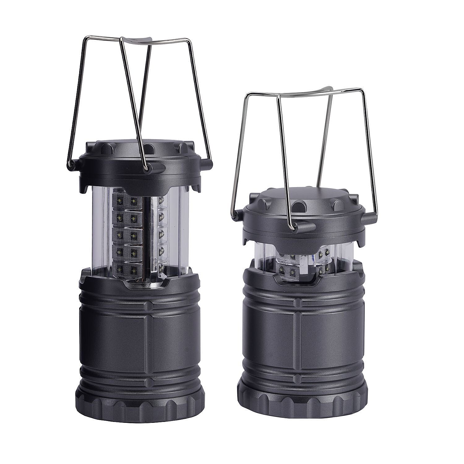 Set of 2 - 30 LED Lanterns (Battery 3xAA, Not Inc.) - Silver