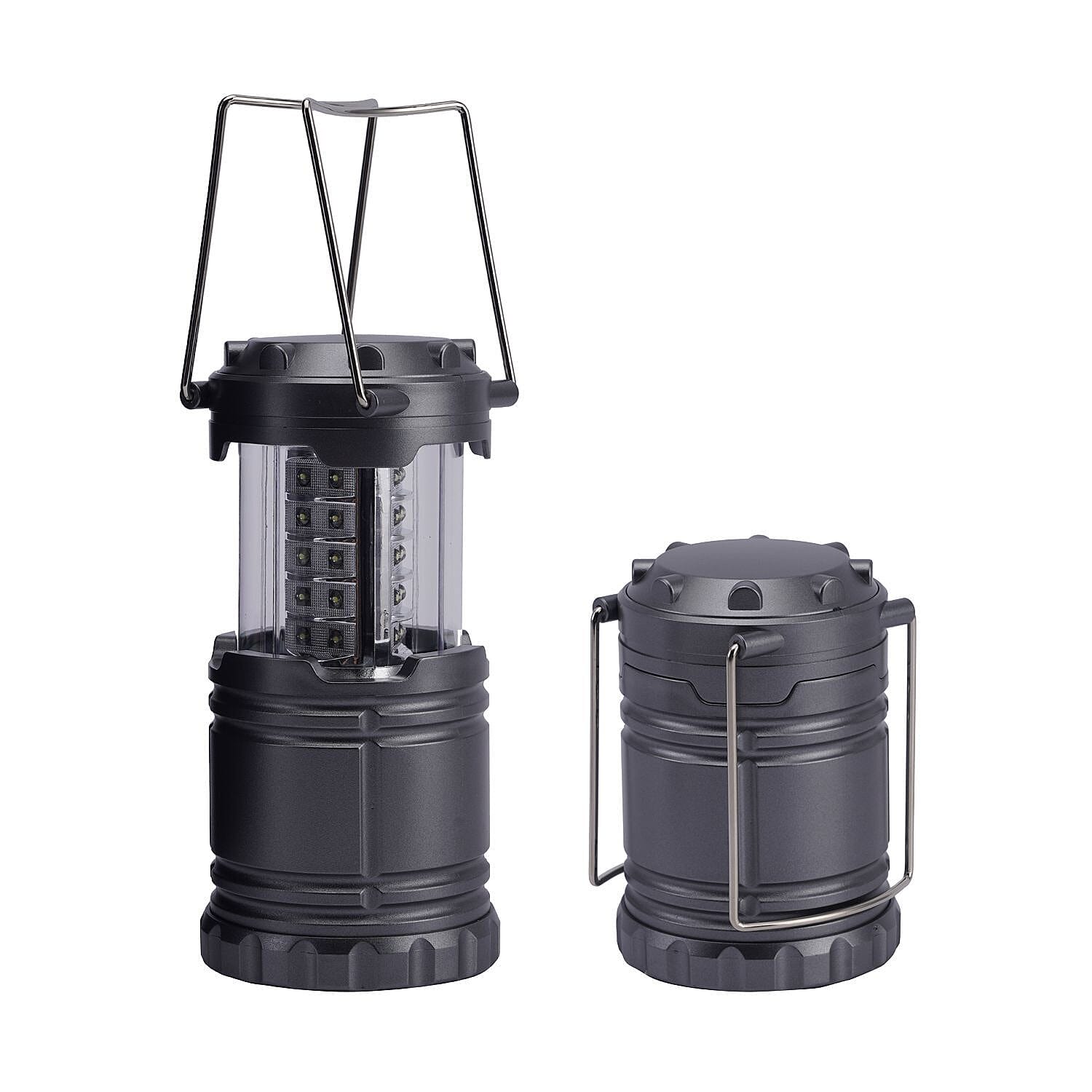 Set of 2 - 30 LED Lanterns (Battery 3xAA, Not Inc.) - Silver