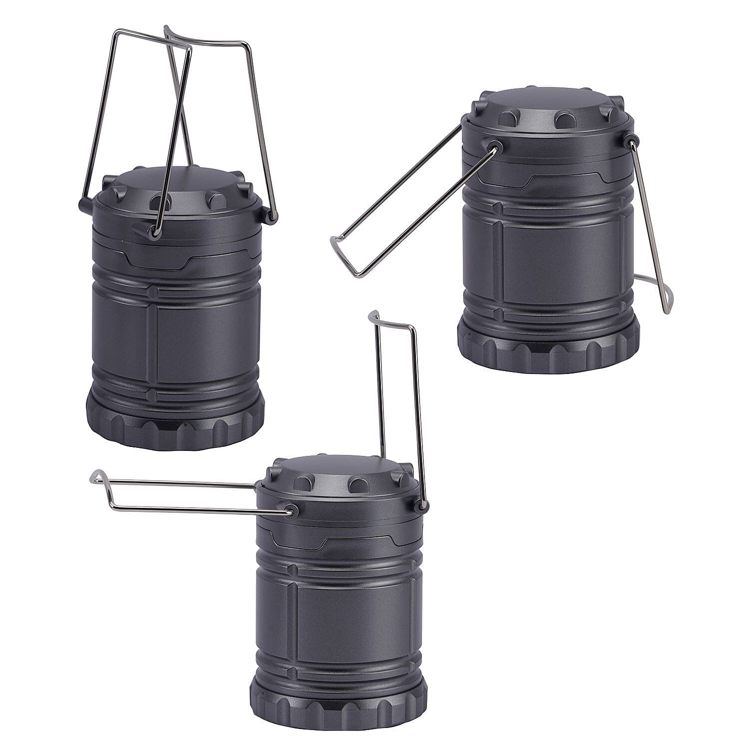 Set of 2 - 30 LED Lanterns (Battery 3xAA, Not Inc.) - Silver