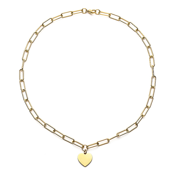Paperclip Necklace With Charm in Yellow Gold Tone - 7433616 - TJC
