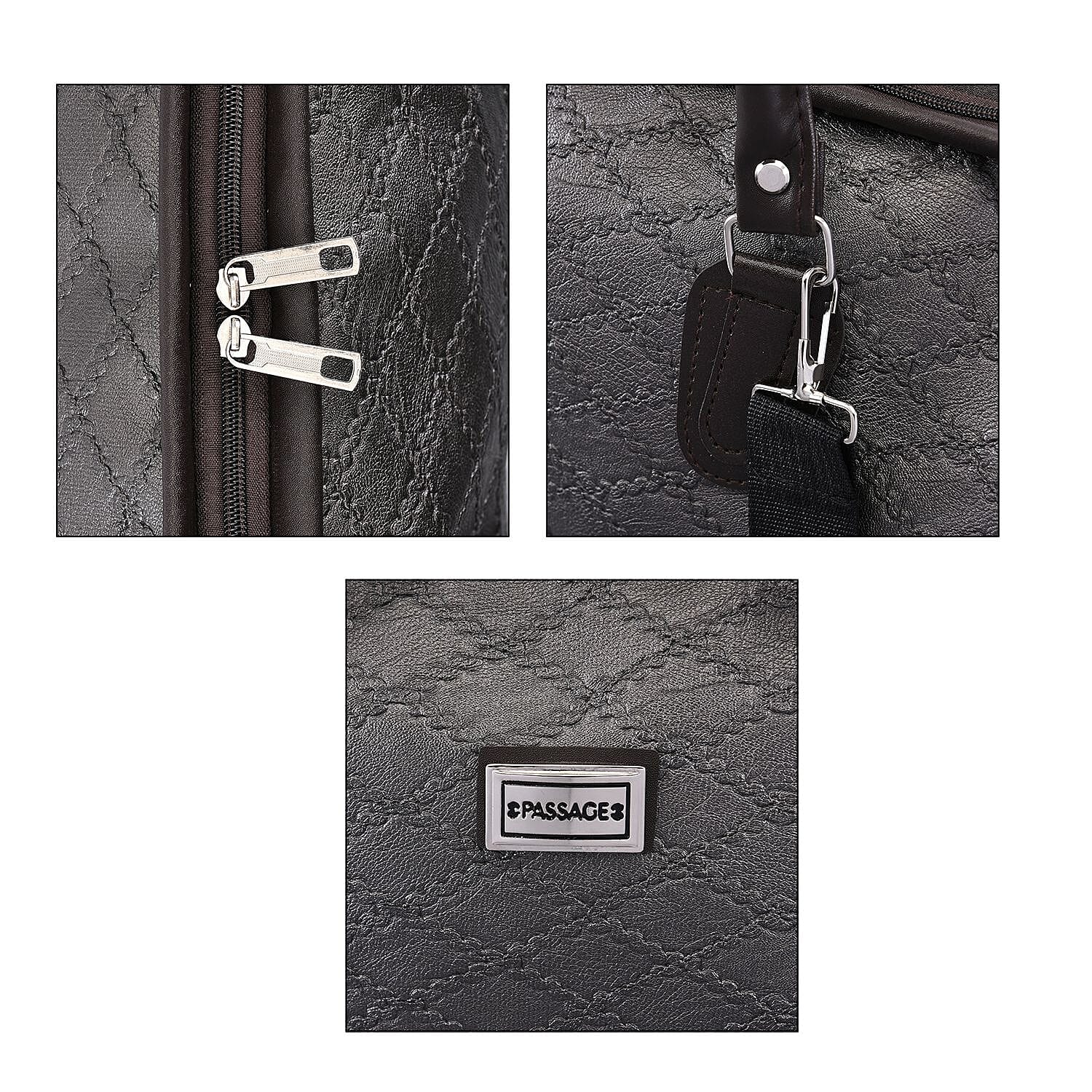 PASSAGE Diamond Pattern Travel Bag with Handle Drop - Shoulder Strap - Grey