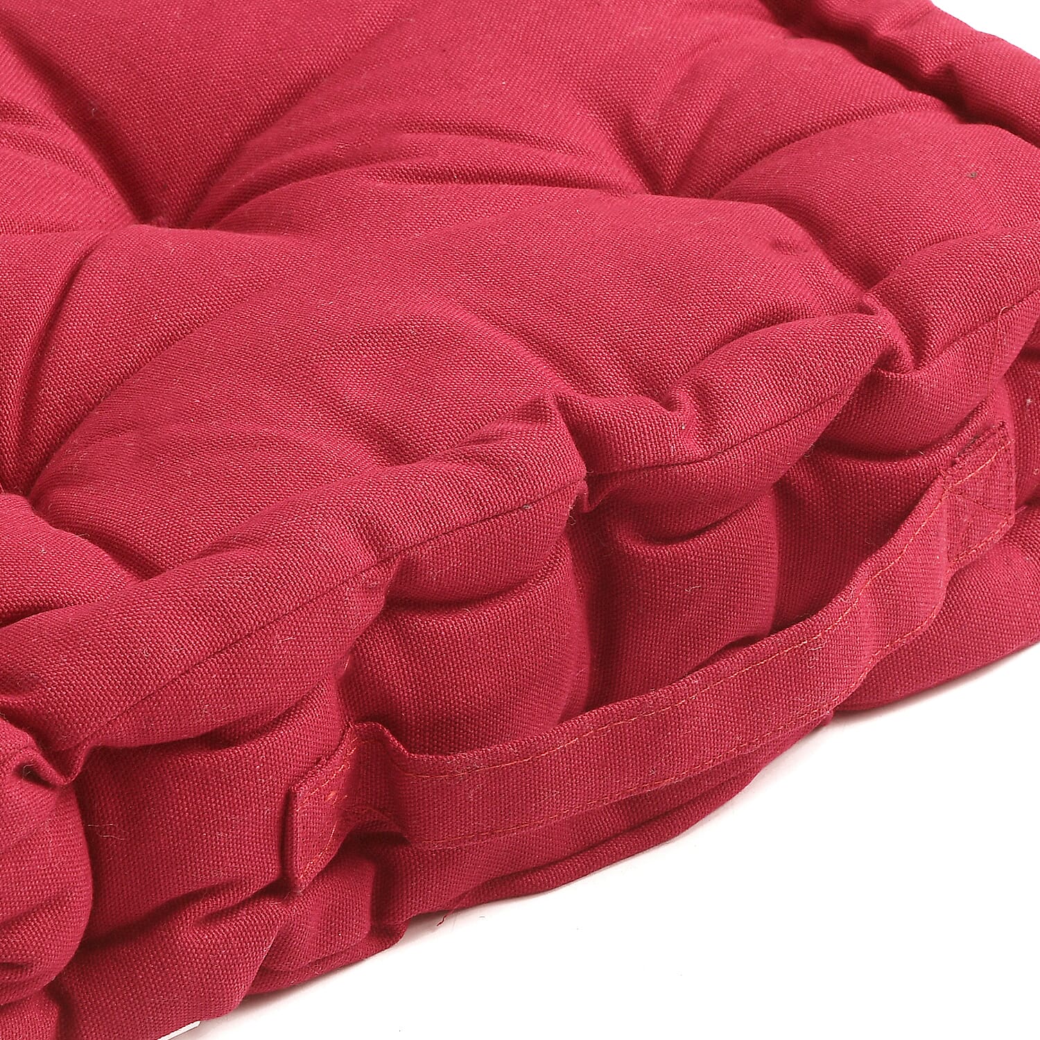 Set of 2 - 100% Cotton Floor Cushion with Cotton Filling Recycled Fiber (40x40x8cm) - Red