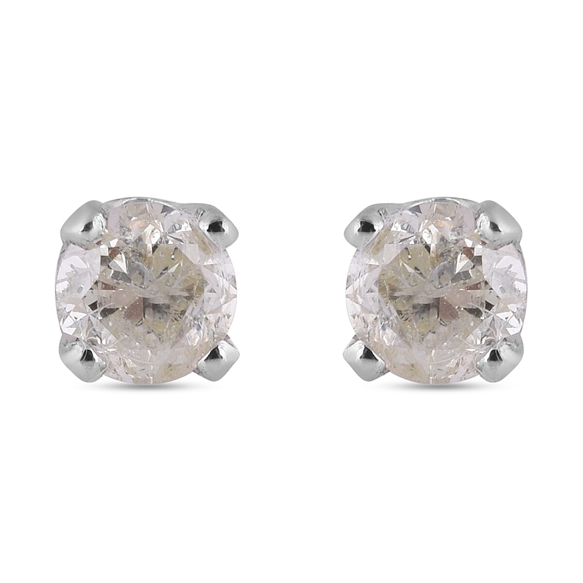 Biggest Ever NY Close Out - 14K White Gold Natural Yellow Diamond (I2) Stud Earrings 0.25 Ct.