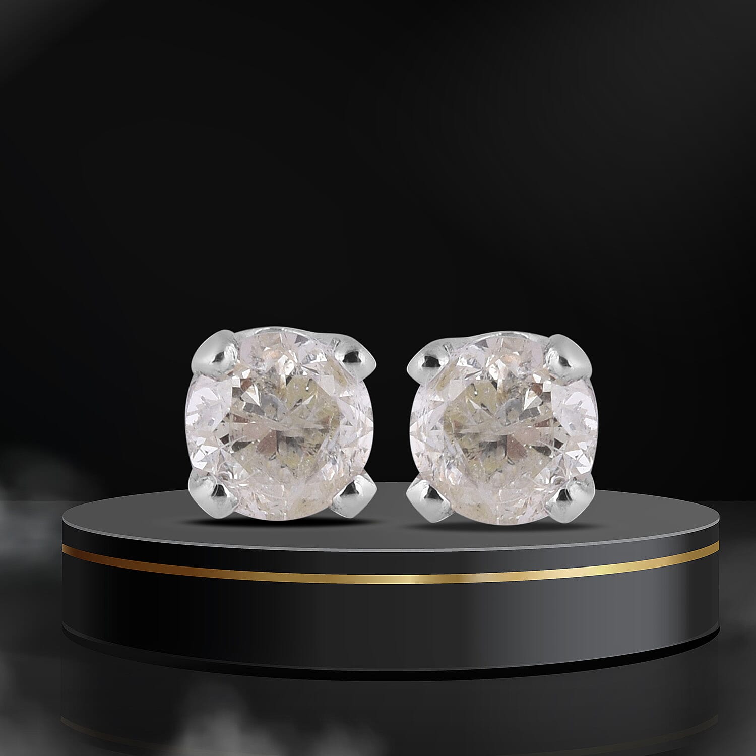 Biggest Ever NY Close Out - 14K White Gold Natural Yellow Diamond (I2) Stud Earrings 0.25 Ct.