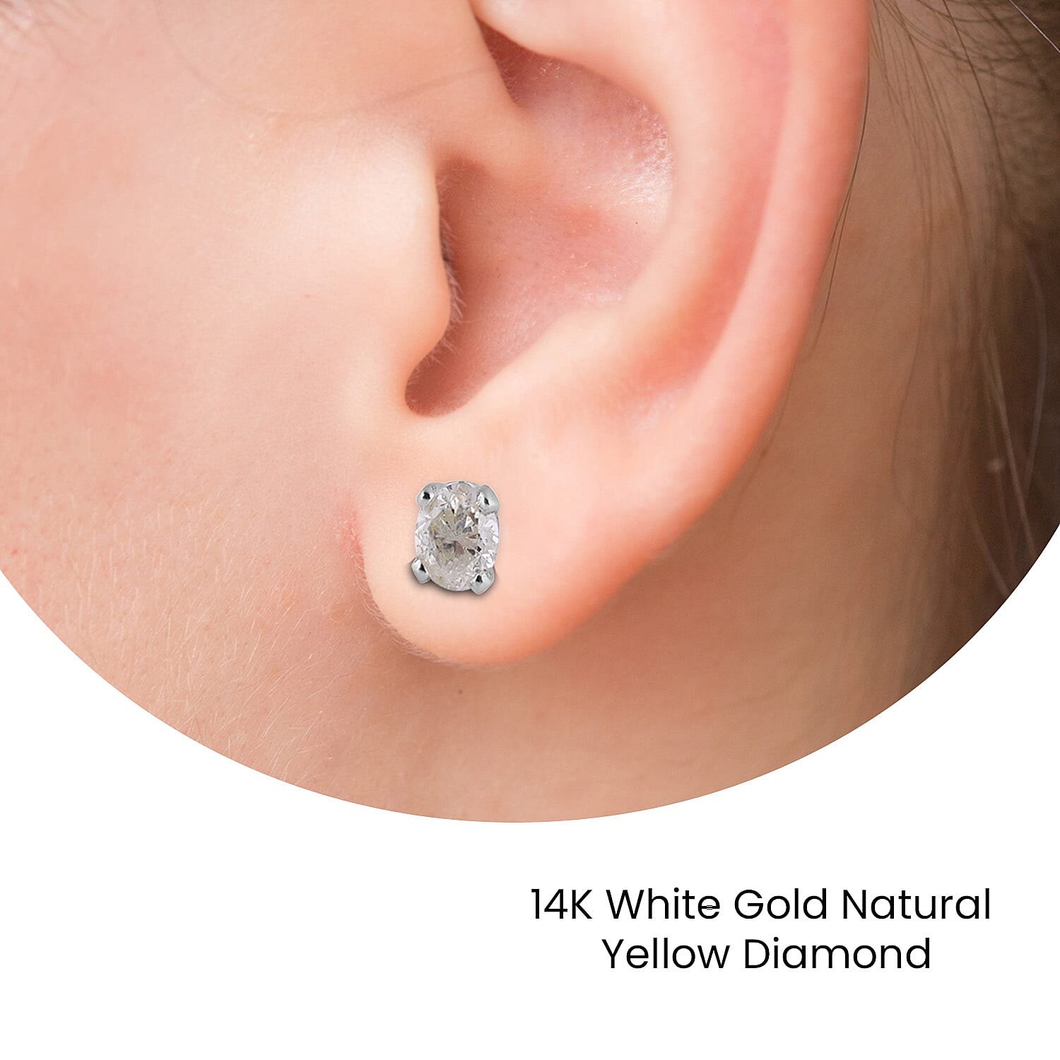 Biggest Ever NY Close Out - 14K White Gold Natural Yellow Diamond (I2) Stud Earrings 0.25 Ct.