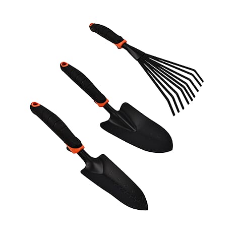 Black - Decker Garden Tool Set - Trowel, Fan Rake, Transplanter, Kneepad. 2 Year Guarantee