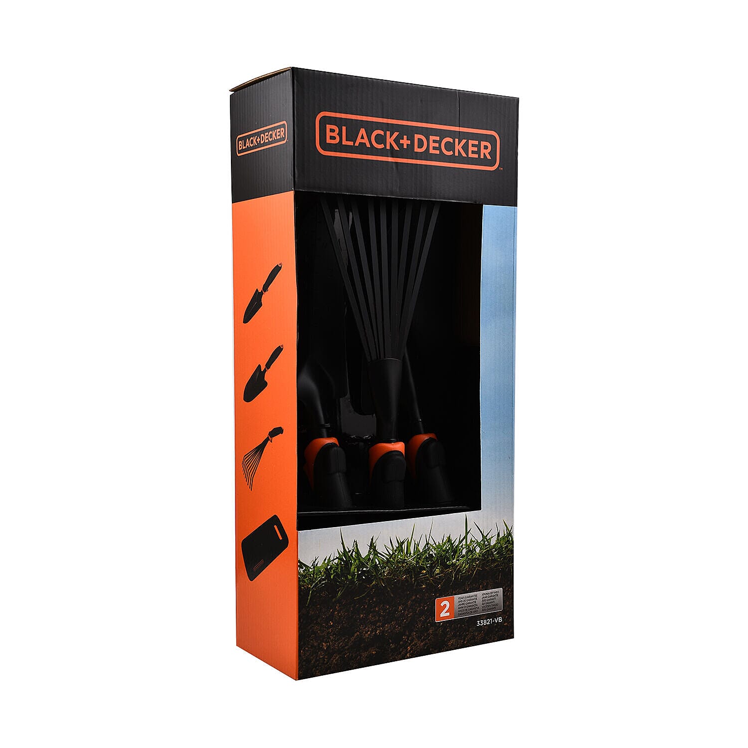 Black - Decker Garden Tool Set - Trowel, Fan Rake, Transplanter, Kneepad. 2 Year Guarantee