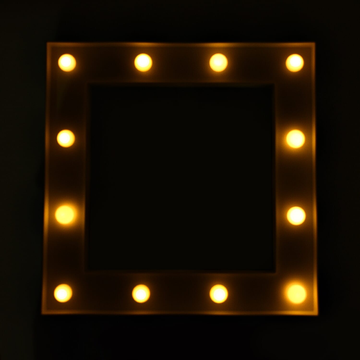 Closeout Deal - Hollywood Mirror with 12 LED Bright Light (Size 30x30x4 cm) - White
