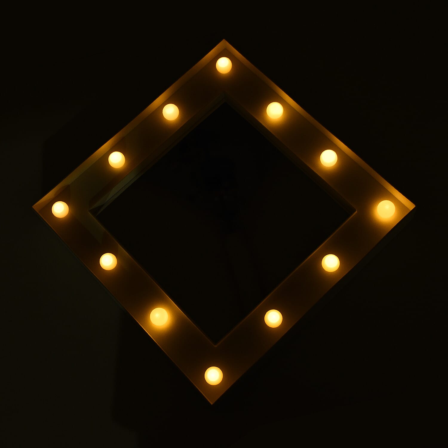 Closeout Deal - Hollywood Mirror with 12 LED Bright Light (Size 30x30x4 cm) - White