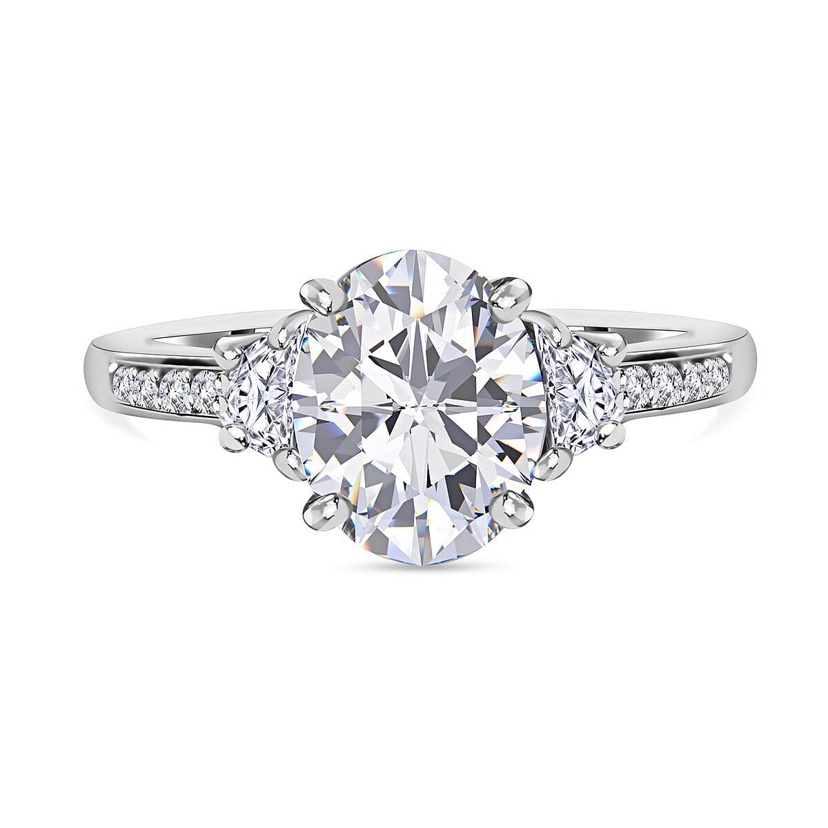 Moissanite Ring in Rhodium Overlay Sterling Silver 2.60 Ct. Metal Wt - 4.00 Gms.